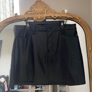Good American Faux Leather Black Mini Skirt